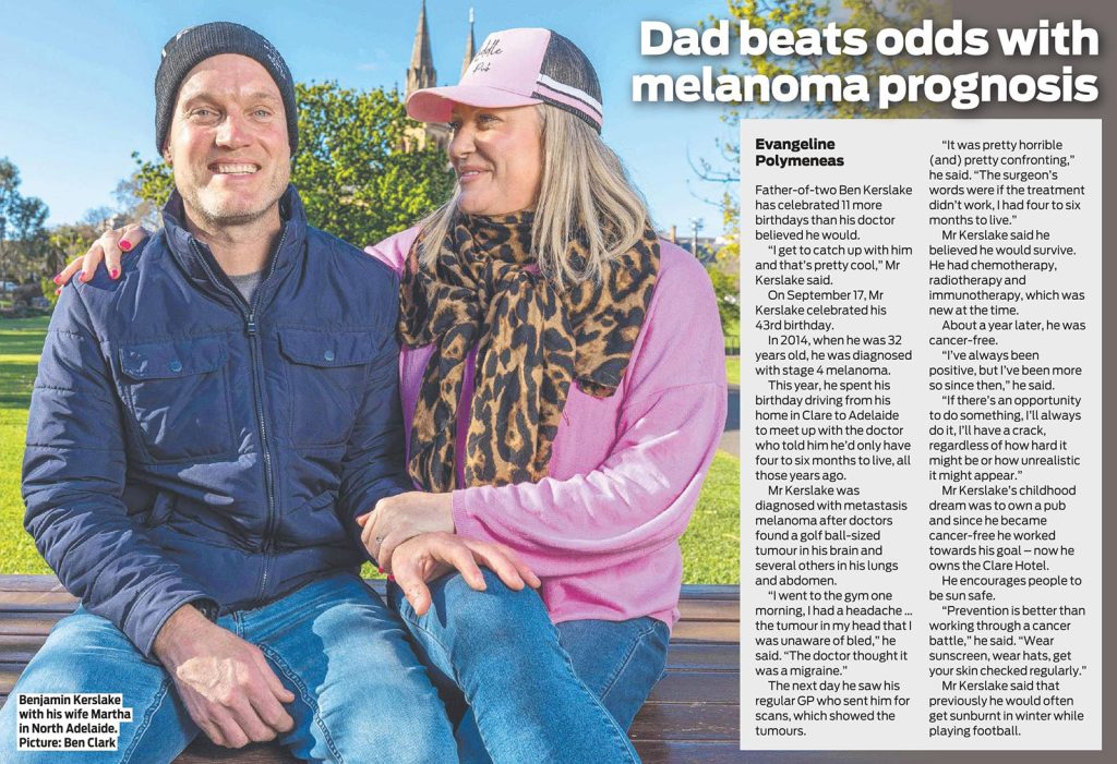 Dad beats odds with melanoma prognosis | Ben Kerslake, Advertiser 18 Sep 2025